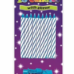 Simon Elvin Blue Spiral with Glitter Birthday Cake Candles