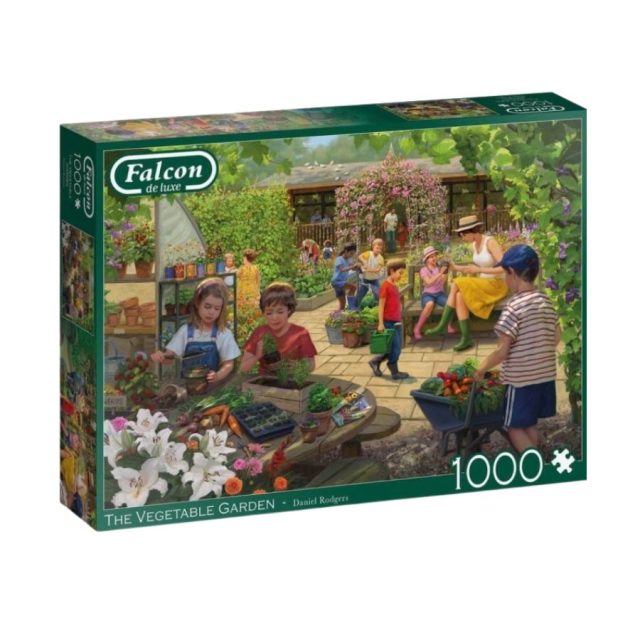 Falcon de luxe The Vegetable Garden 1000-piece jigsaw puzzle box showing garden scene