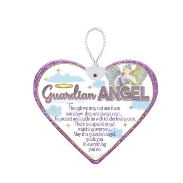 Heartfelt By Sensations Angel Heart-shaped ceramic plaque with guardian angel design and inspirational message