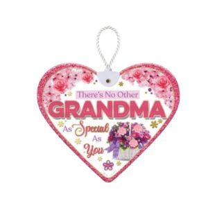 Heartfelt By Sensations Grandma Heart-shaped ceramic hanging plaque with floral design and 'There's No Other Grandma As Special As You' text
