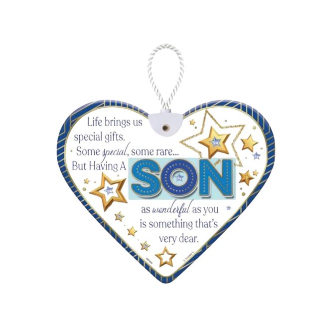 Heartfelt By Sensations Son Ceramic heart plaque for Son with stars and sentiment