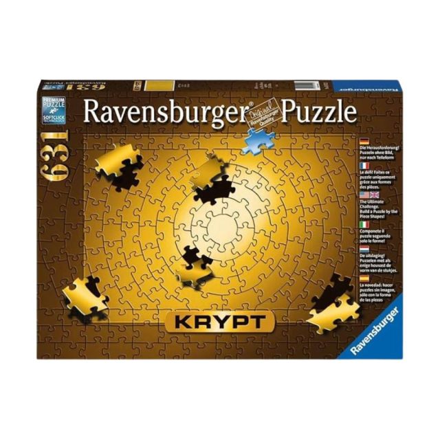 Ravensburger Krypt Gold Impossible 631 piece Jigsaw Puzzle Ravensburger Krypt Gold 631 piece puzzle box with spiral gold design