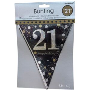 Amscan black and gold 21st birthday plastic pennant bunting with sparkling design