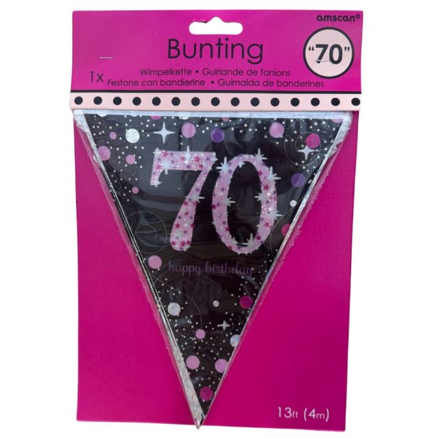 AMSCAN PINK 70TH HAPPY BIRTHDAY BUNTING