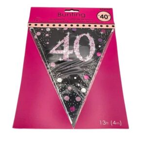 AMSCAN PINK 40TH HAPPY BIRTHDAY BUNTING