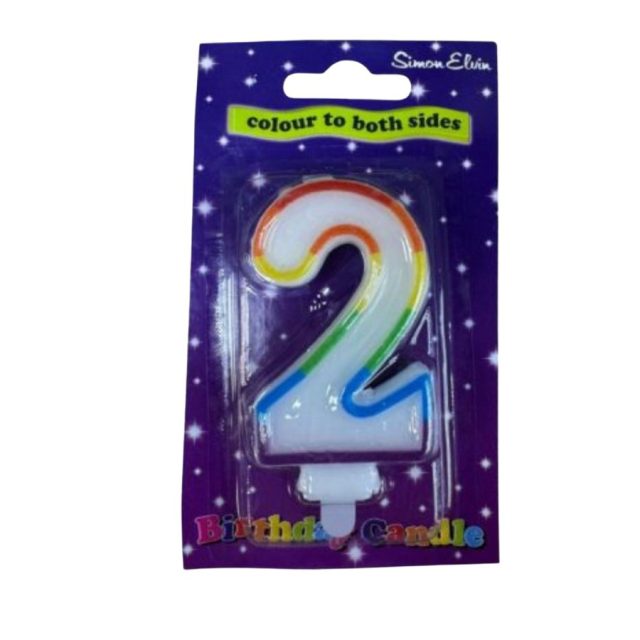 Simon Elvin Age 2 Simon Elvin multi-colour number 2 birthday candle in packaging with purple background