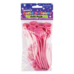 Pack of eight Simon Elvin satin pale pink latex balloons in sealed packaging