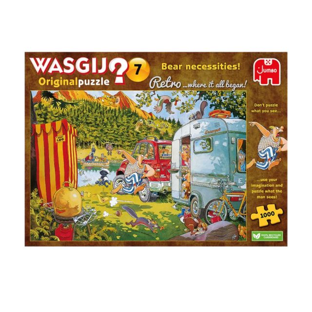 Wasgij Retro Original 7 - Bear Necessities! Wasgij Retro Original 7 Bear Necessities puzzle box showing colourful campsite scene with caravan and characters
