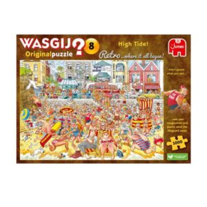 Colourful retro beach scene puzzle box for Wasgij Retro Original 8 High Tide