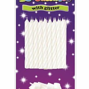 Simon Elvin White Spiral with Glitter Birthday Cake Candles