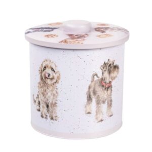 Wrendale 'A Dog's Life' Dog Biscuit Barrel Wrendale biscuit barrel decorated with illustrated dogs and mushroom coloured edging