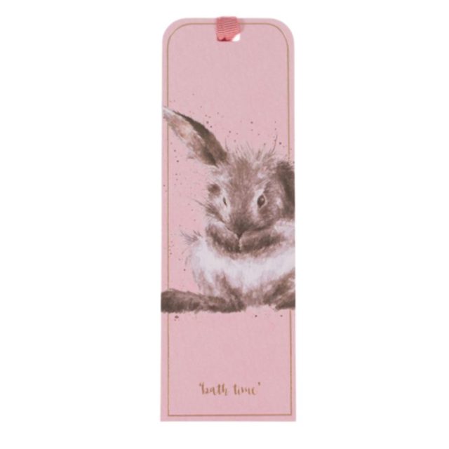 Wrendale Bath Time Bookmark Pink Wrendale Bath Time Bunny Bookmark with gold foil and ribbon
