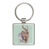 Wrendale 'Feline Good' cat keyring Square cat keyring with two cats on mint green background