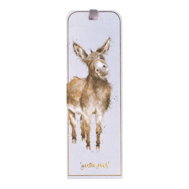 Wrendale 'Gentle Jack’ donkey Bookmark Wrendale Gentle Jack donkey bookmark with gold foil on textured white card and ribbon