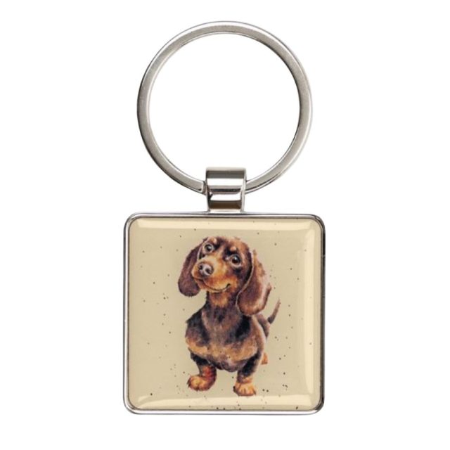 Wrendale 'Little One' keyring featuring a cute dachshund illustration with resin domed finish