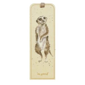 Wrendale 'On Guard' Meerkat Bookmark Wrendale Meerkat bookmark with On Guard text and gold foil on cream card with ribbon