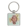 Wrendale Treetops owl design on square metal keyring with resin finish