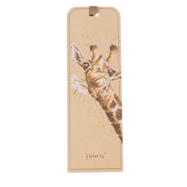 Wrendale ‘Flowers’ Giraffe Bookmark featuring giraffe with flower and ribbon detail