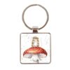 Square keyring with illustration of mouse on red mushroom from Wrendale