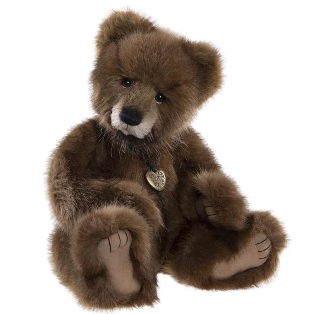 Charlie Bears Boggle brown plush bear with beige paws and muzzle sitting upright