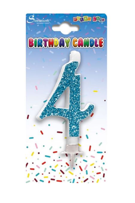 Sensations Blue Glitter 4 Birthday Candle