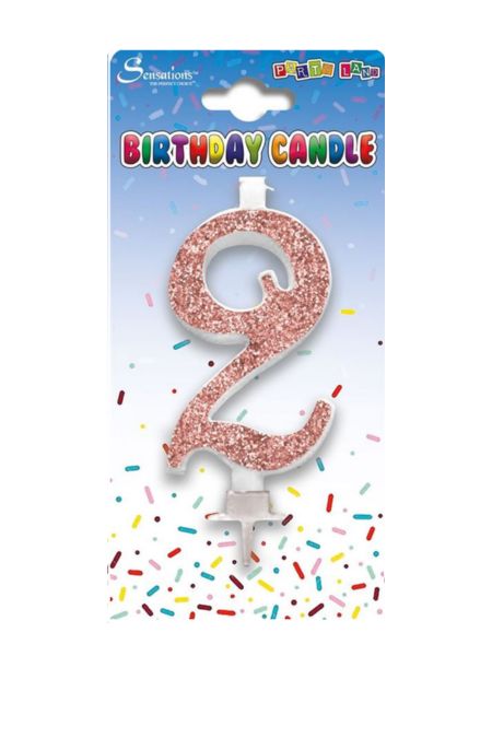 Sensations Rose Gold Glitter 2 Birthday Candle