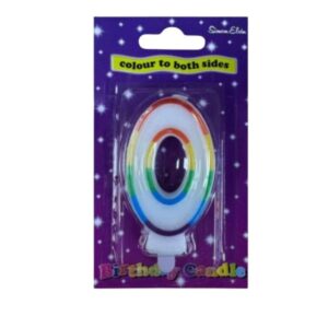 Simon Elvin Age 0 birthday candle with multi colour stripes on both sides