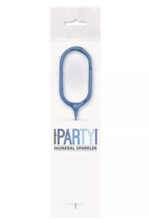 7″ Blue Glitz Number 0 Sparkler