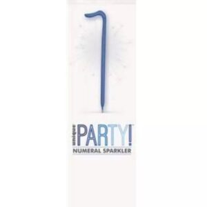 7 inch blue number 1 sparkler with glitz in packaging