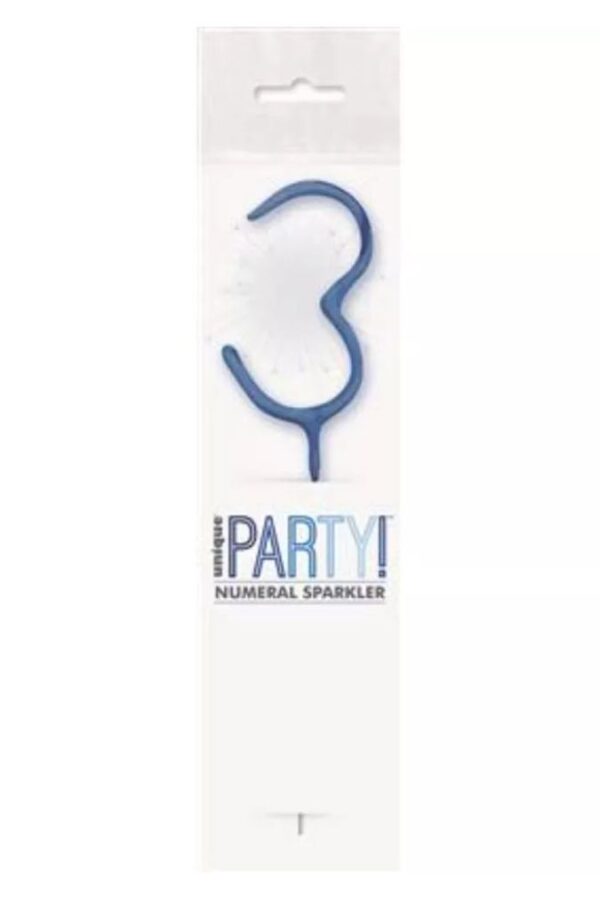 7″ Blue Glitz Number 3 Sparkler