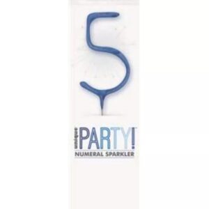 7 inch blue number 5 glitz sparkler in packaging
