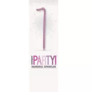 7 inch pink glitz numeral 1 birthday sparkler in packaging