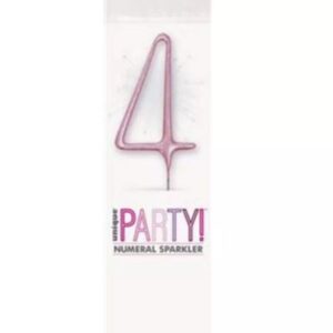 7 inch pink glitz number 4 sparkler in packaging for parties