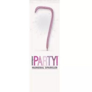 Pink glitz number 7 sparkler in packaging