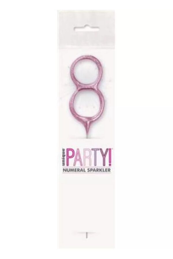 7″ Pink Glitz Number 8 Sparkler