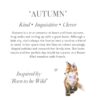 Illustration and description of Autumn Fox character with 'Born to be Wild' inspiration