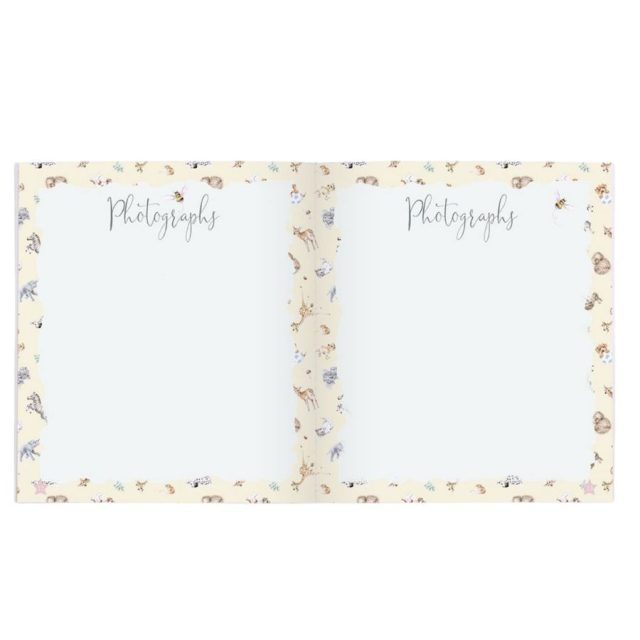 Baby Record Book Wrendale Baby Record Book photo pages bordered with animal and bee illustrations