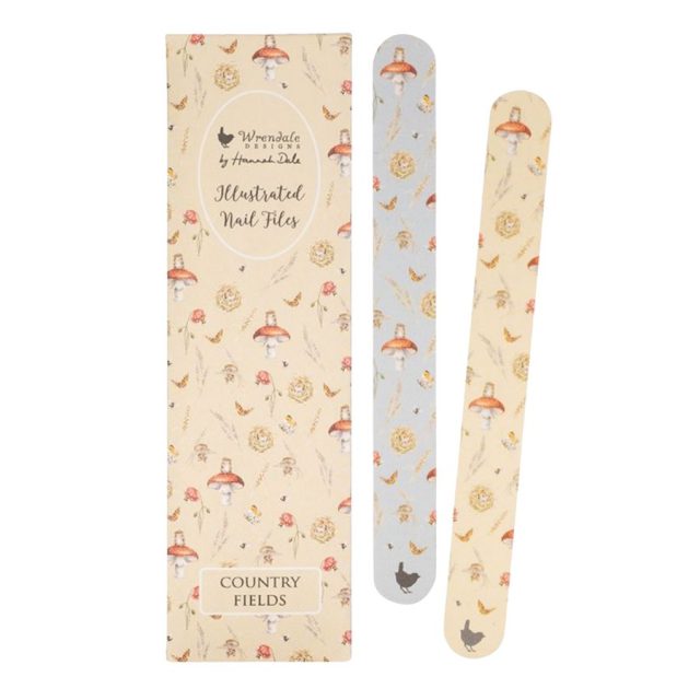 Wrendale 'Country Fields' Mouse Nail File Set Wrendale 'Country Fields' Mouse Nail File Set with two illustrated nail files in patterned pouch