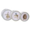 Wrendale cake tins from 'The Country Set' collection showing hare, duck and owl artwork on lids