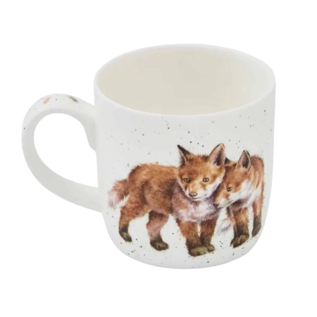 Designs Born to be Wild Fox Mug Wrendale Wrendale Designs Born to be Wild Fox Mug showing two foxes illustration on the side