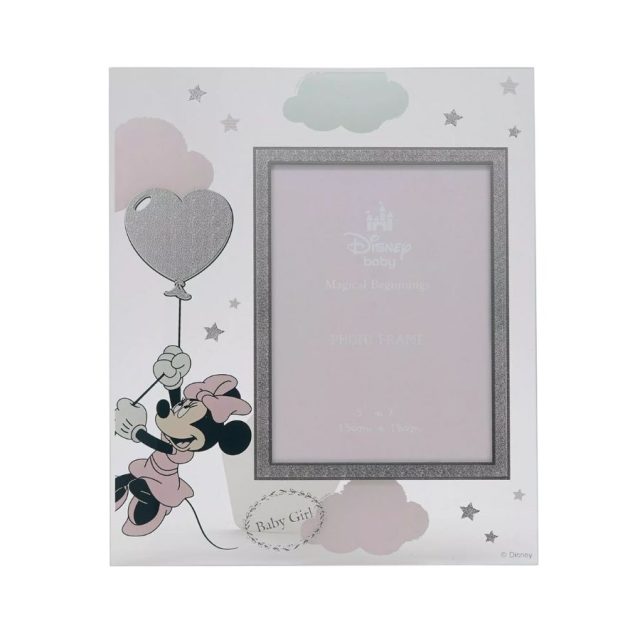 Disney 5" x 7" Minnie Mouse Real Silver 999 Plated Glass Frame