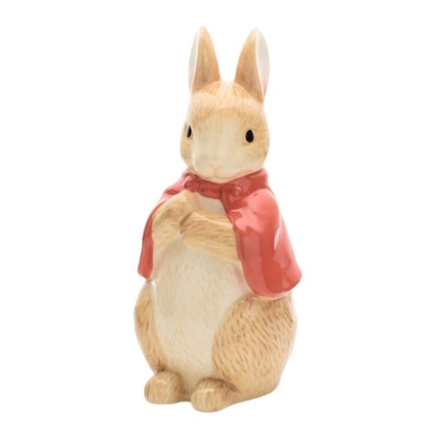 Ceramic Flopsy Money Bank featuring Beatrix Potter character with red cape