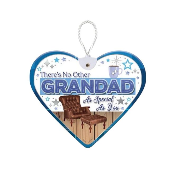 Ceramic heart-shaped hanging plaque saying There's No Other Grandad As Special As You with armchair illustration