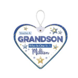 Ceramic heart plaque hanging decoration with 'Grandson Who Is One In A Million' message
