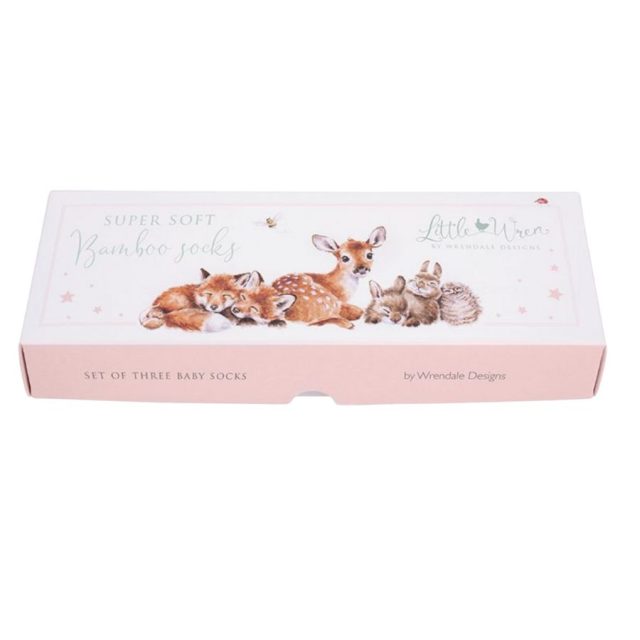 Decorative gift box for Wrendale Little Forest baby socks with woodland animal illustrations