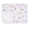 Little Wren 'Little Savannah' African Animal Baby Blanket Unfolded Wrendale Little Savannah baby blanket showing animal illustrations and soft reverse