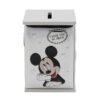 Front close-up of Disney Mickey Mouse silver plating money bank featuring 'I love you so much' text detail