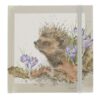 'New Beginnings' Hedgehog Password Book Wrendale Wrendale 'New Beginnings' Hedgehog Password Book front cover with hedgehog and purple flowers illustration