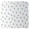 White muslin square with small scattered Peter Rabbit illustrations and blue dots