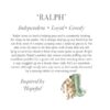 'Ralph' Labrador Character 'Ralph' character description tag showcasing traits and inspiration of the Labrador plush